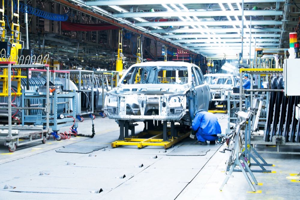 Manufacturing workers on a production line